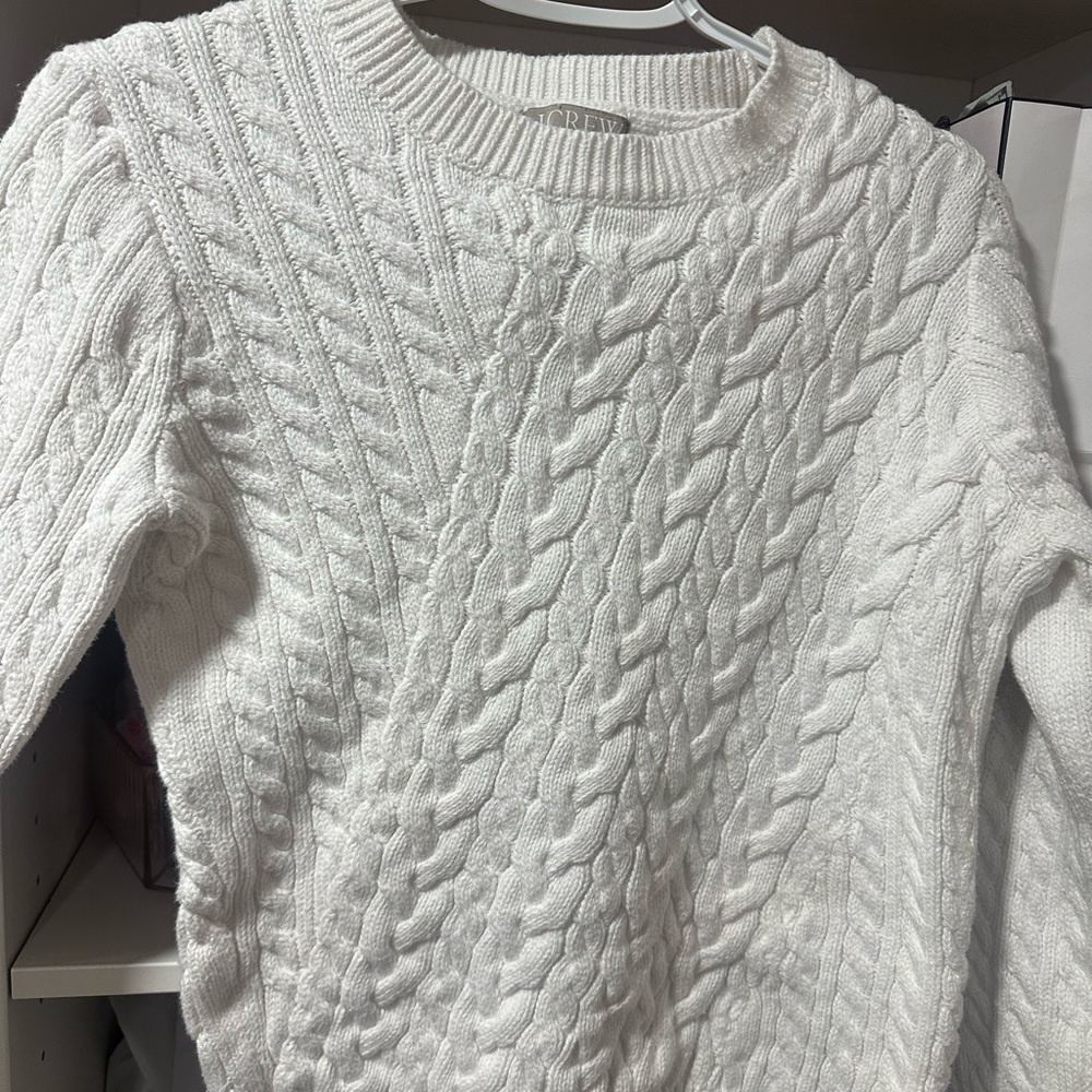 J. Crew Off-White Cable-Knit Crewneck Sweater 100% Cotton